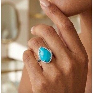 Kendra Scott Plated Blue Turquoise Ring Sz 7.